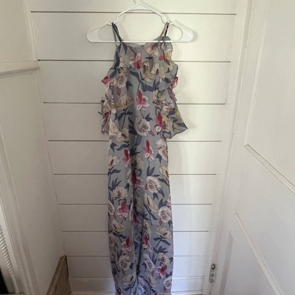 Easel Gray and Blue Cold Shoulder Sundress